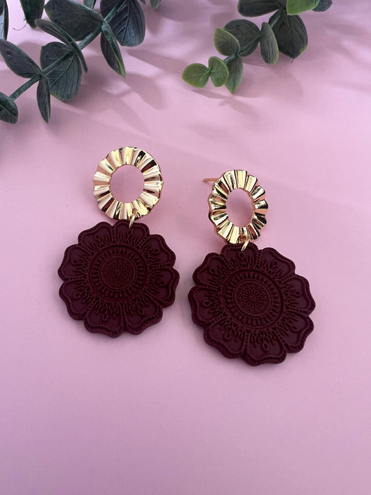 Laila Dangle Earrings - Bordeaux hue.