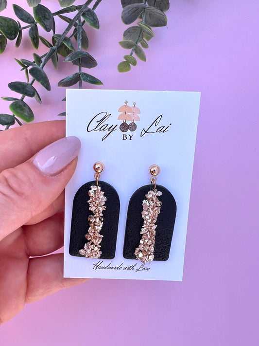 Isabella Dangle Earring - Black & Gold