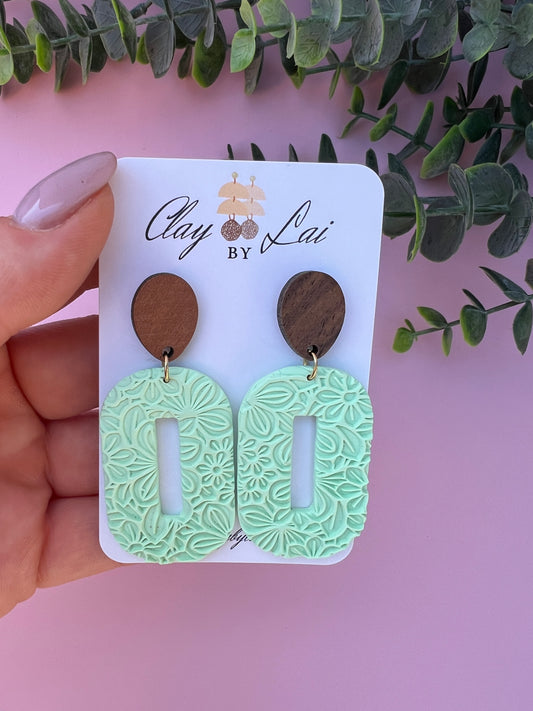 Luna Dangle Earring - Green flowers