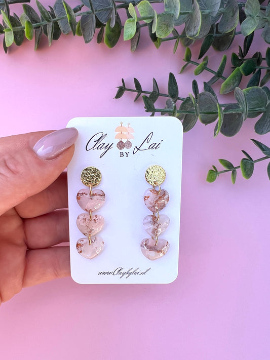 Noor Dangle Earrings - Pink Hearts
